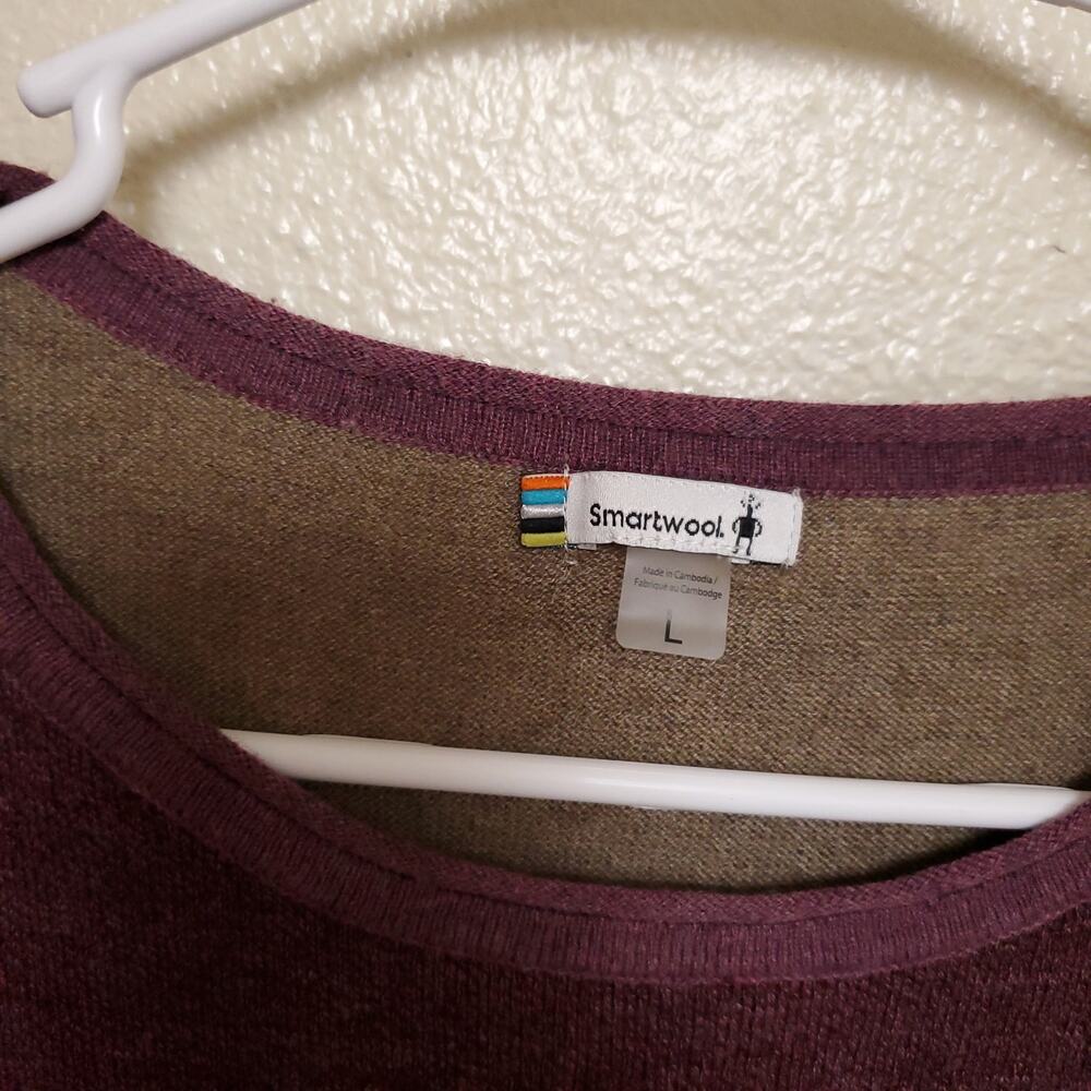SMARTWOOL Wool Blend Color Block Long Sleeve Top Sweater Sz Large - Picture 4 of 6